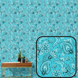 Papel Pintado Suave Y Verde azulado Aqua Green Floral Paisley El