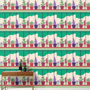 Papel Pintado Suculentos coloridos y cactus