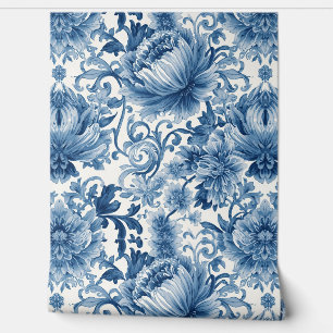 Papel Pintado Sueños Azules   Chinoisería de Acuarela Floral