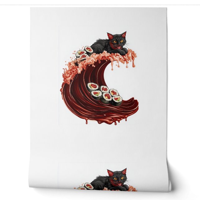 Papel Pintado Sueños de gato de sushi - Sabrosa comida japonesa  (Desenrollar)
