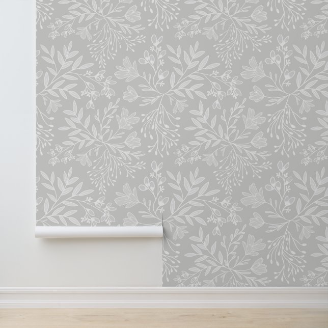 Papel Pintado Sueños de prados florales encantados Flora gris bl (Solicitud)