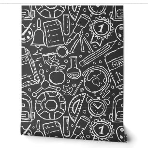 Papel Pintado Suministros de escuelas en blanco y negro