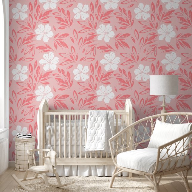 Papel Pintado Susurros de Flores Rosadas (Niños)