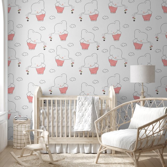 Papel Pintado Sweet Elephant Seamless Pattern for Your Kid Room (Niños)