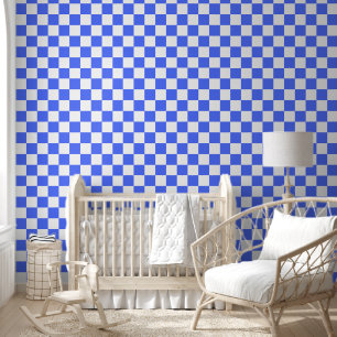 Papel Pintado Tablero de ajedrez clásico visual zafiro