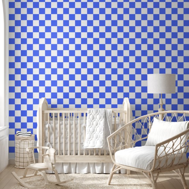 Papel Pintado Tablero de ajedrez clásico visual zafiro (Niños)