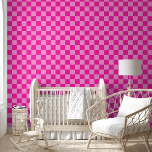 Papel Pintado Tablero de ajedrez rosa llamativo