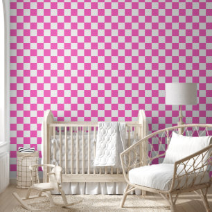 Papel Pintado Tablero de ajedrez rosa visual clásico