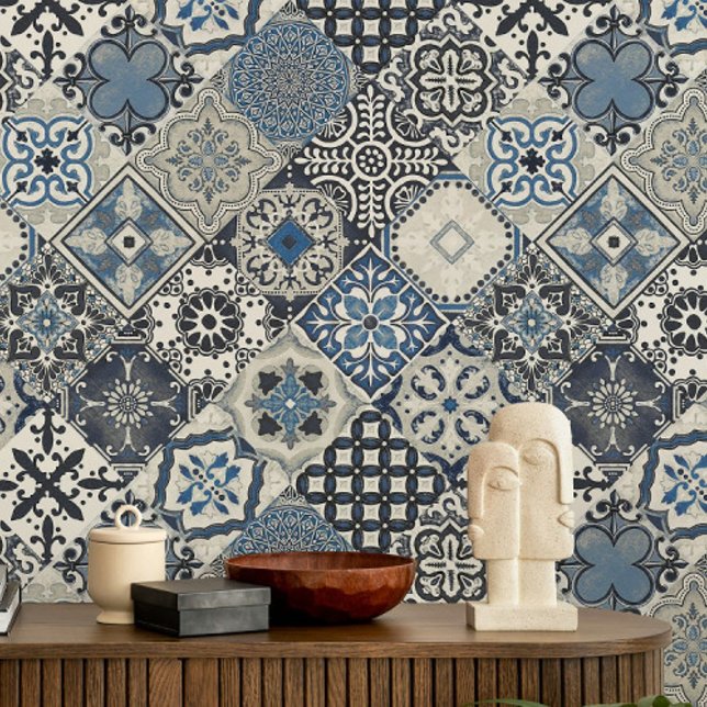 Papel Pintado Talavera Tles Navy Azul Cobalto Gris   (Subido por el creador)
