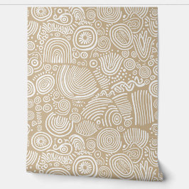 Papel Pintado Tan Serenity: Un doodle caprichoso