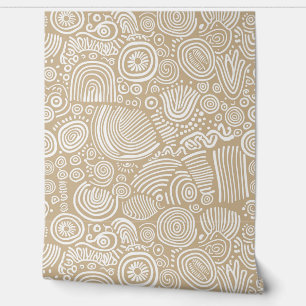 Papel Pintado Tan Serenity: Un doodle caprichoso