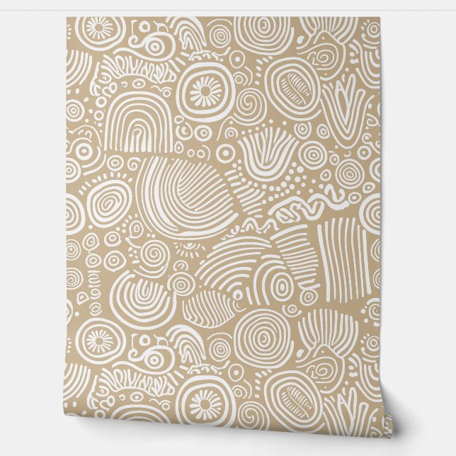 Papel Pintado Tan Serenity: Un doodle caprichoso (Desenrollar)