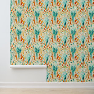 Papel Pintado Tangerine Turquoise Abstract Jewel