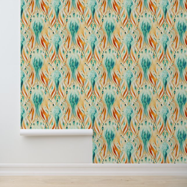 Papel Pintado Tangerine Turquoise Abstract Jewel (Solicitud)