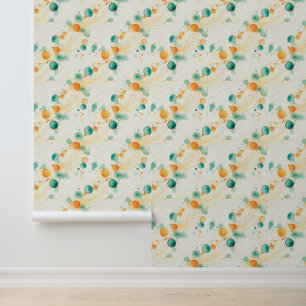 Papel Pintado Tangerine Turquoise Abstract Whimsical Dots