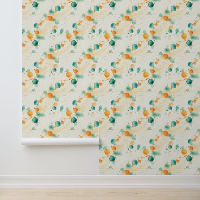 Papel Pintado Tangerine Turquoise Abstract Whimsical Dots (Solicitud)