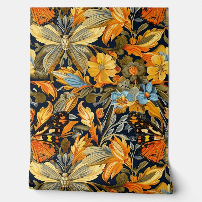 Papel Pintado Tapiz de vuelo psicodélico Botánico (Desenrollar)