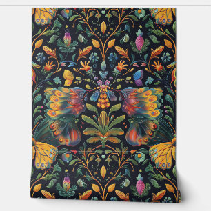 Papel Pintado Tapiz de vuelo psicodélico Botánico
