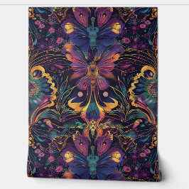 Papel Pintado Tapiz de vuelo psicodélico Botánico