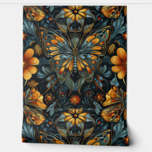 Papel Pintado Tapiz de vuelo psicodélico Botánico