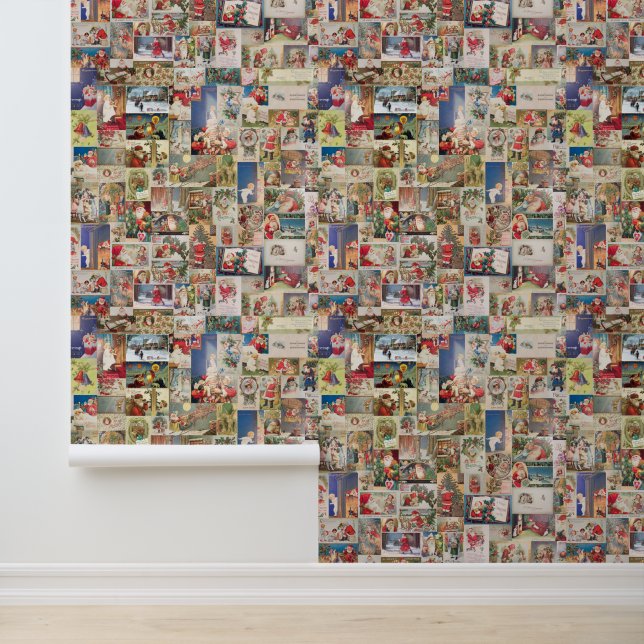 Papel Pintado Tarjeta postal de Santa Navidades Vintage (Solicitud)