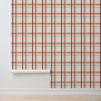Papel Pintado Tartan a Cuadros Crema de Otoño