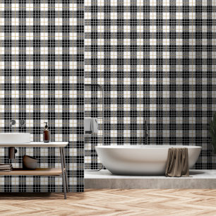 Papel Pintado Tartán escocés Tartán blanco y negro