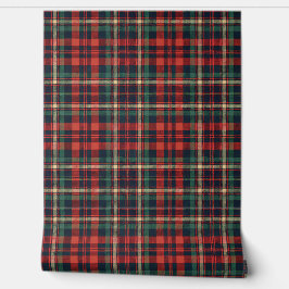 Papel Pintado Tartan Plaid Escocés Rojo y Verde Tradicional