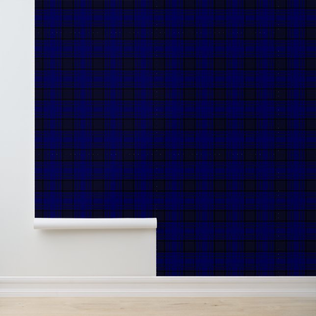Papel Pintado Tartan Plaid Mar Azul Profundo (Solicitud)