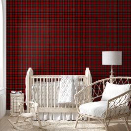 Papel Pintado - Tartán Rojo y Verde Intenso