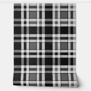 Papel Pintado Tartán Tartán Tartán de plástico blanco gris negro