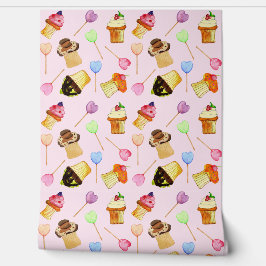 Papel Pintado Tartas Y Dulces De Corazón