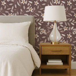 Papel Pintado Taupe Acuarela Floral de Eucalipto