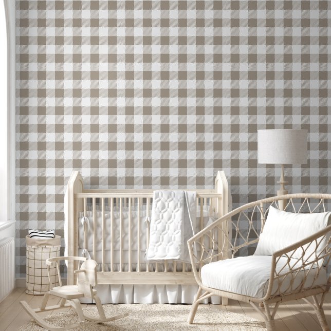 Papel Pintado Taupe Gingham Checks (Niños)