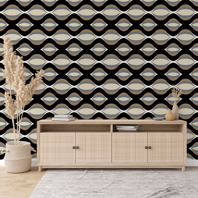 Papel Pintado Taupe negro gris beige Tan Ogee Wave Pattern (Subido por el creador)