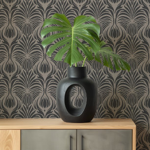 Papel Pintado Taupe y carbón vegetal Art Deco