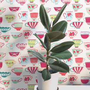 Papel Pintado Tazas de té retro