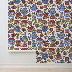Papel Pintado Té y mermelada, Ilustracion detallado