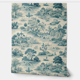 Papel Pintado Teal toile de Jouy design - Pastoral Countryside