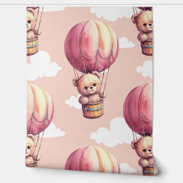 Papel Pintado Teddy Bear Patrón Rosa Habitación de Nursera para