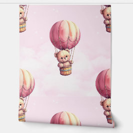 Papel Pintado Teddy Bear Patrón Rosa Habitación de Nursera para