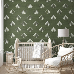 Papel Pintado Tela africana moderna de flechas de moda en verde