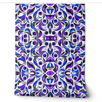 Papel Pintado Tela de Patrón de Remolino Abstracto Púrpura Real