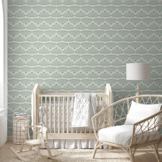 Papel Pintado Tela suave y vieira de estilo Art Déco beige