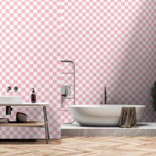 Papel Pintado Tela y palo de color blanco y rosa