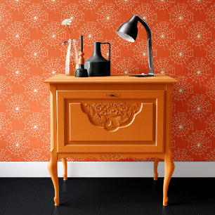 Papel Pintado Telaraña de Halloween naranja