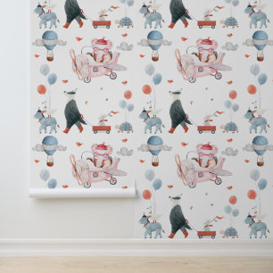 Papel Pintado Tema de Animales de Cuarto de Juegos o Libro de Cu