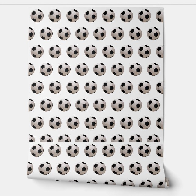 Papel Pintado Tema de Balón de Fútbol Blanco (Desenrollar)