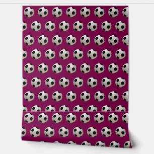 Papel Pintado Tema de Balón de Fútbol Granate