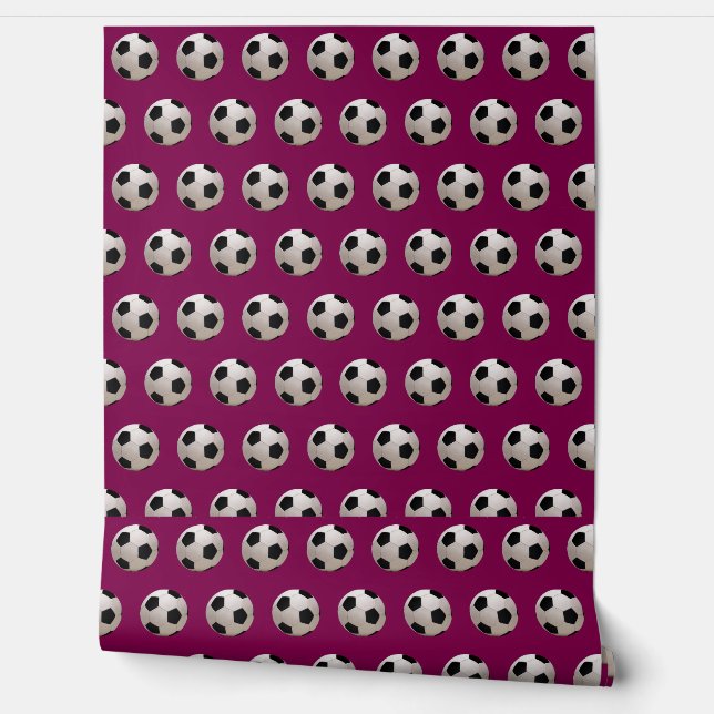 Papel Pintado Tema de Balón de Fútbol Granate (Desenrollar)